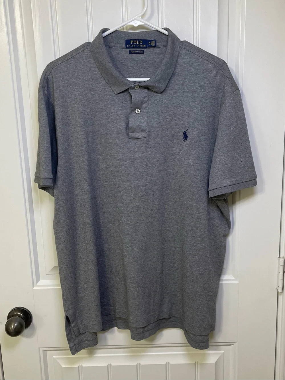 Polo Ralph Lauren Men's XL Pima Soft Touch Polo Shirt Gray Navy Blue Pony